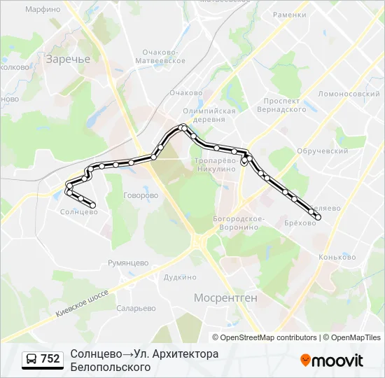 752 Bus Line Map