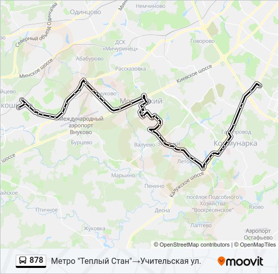 Автобус 878: карта маршрута