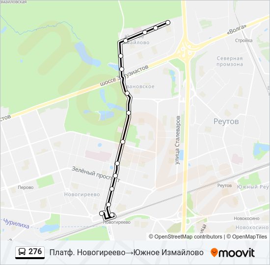 Автобус 276: карта маршрута