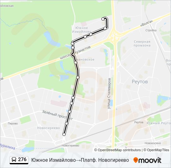 Автобус 276: карта маршрута