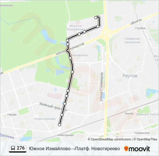 Автобус 276: карта маршрута