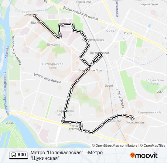 Автобус 800: карта маршрута