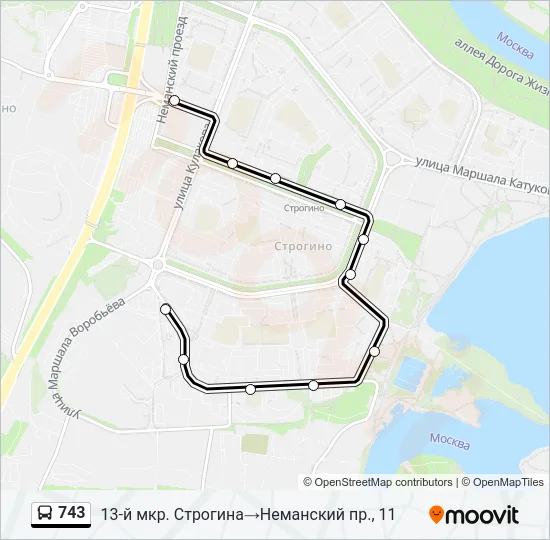 743 Bus Line Map