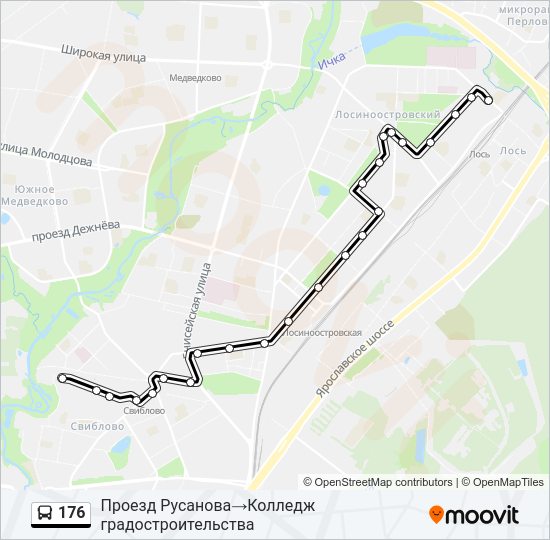Автобус 176: карта маршрута