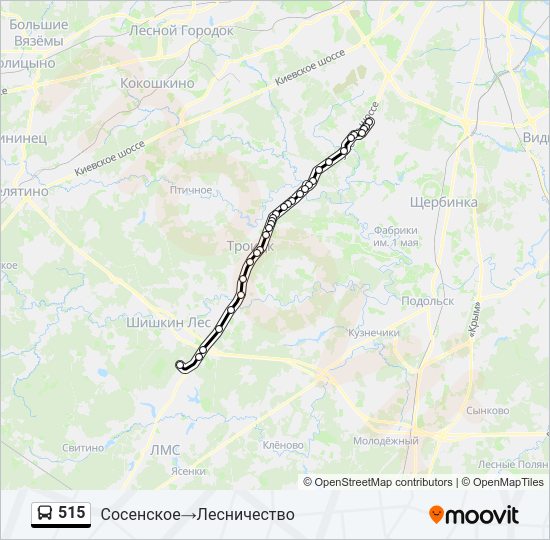 Автобус 515: карта маршрута