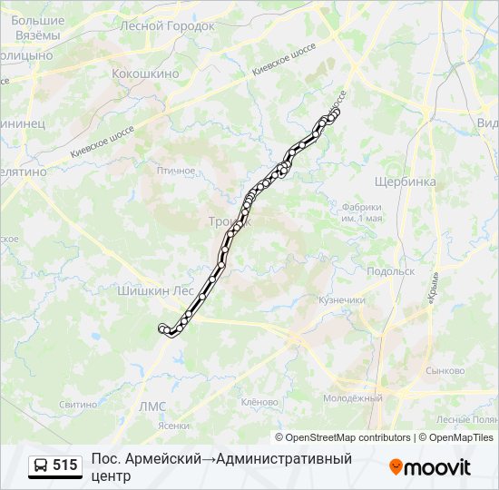 Автобус 515: карта маршрута