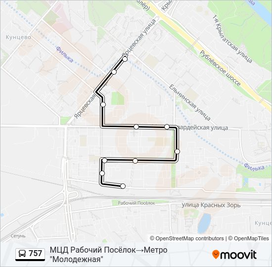 Автобус 757: карта маршрута