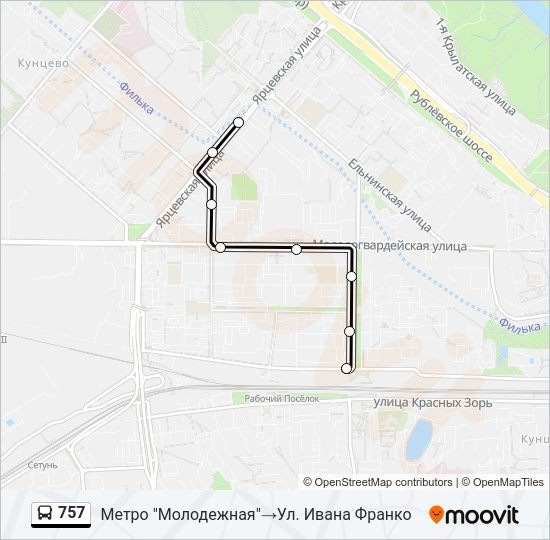 Автобус 757: карта маршрута