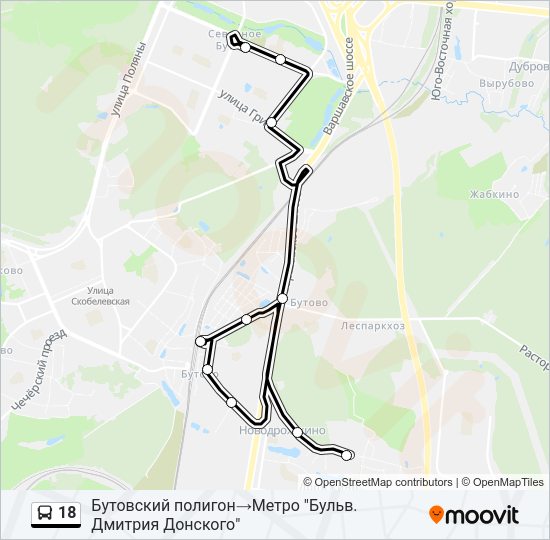 Автобус 18: карта маршрута