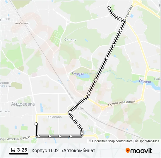 Автобус З-25: карта маршрута