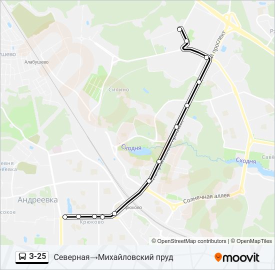 Автобус З-25: карта маршрута