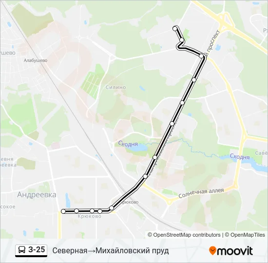 Автобус З-25: карта маршрута