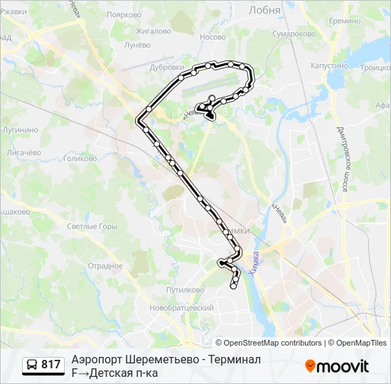 Автобус 817: карта маршрута