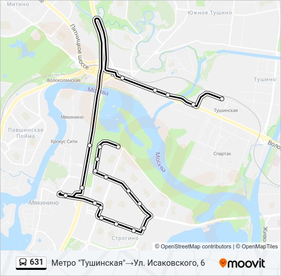 Автобус 631: карта маршрута
