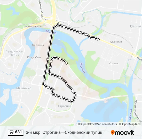 Автобус 631: карта маршрута
