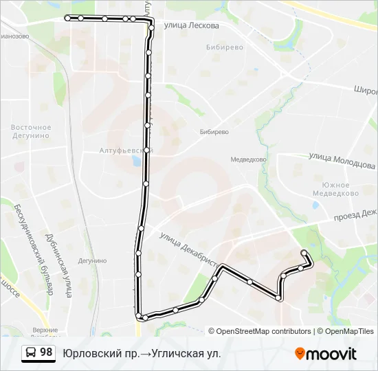 98 Bus Line Map