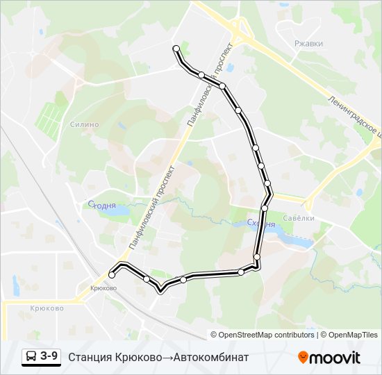 Автобус З-9: карта маршрута