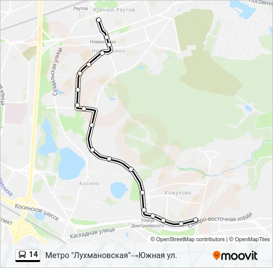 Автобус 14: карта маршрута