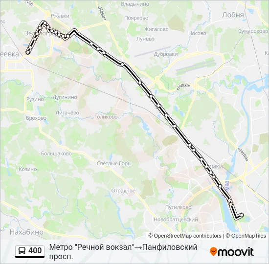 Автобус 400: карта маршрута