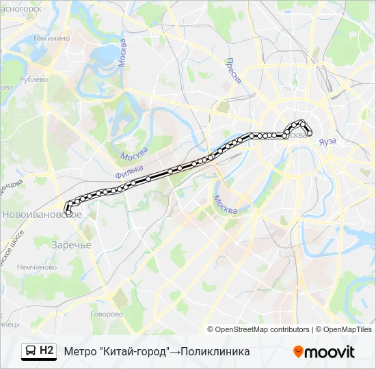 Автобус Н2: карта маршрута