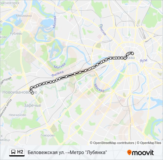 Автобус Н2: карта маршрута