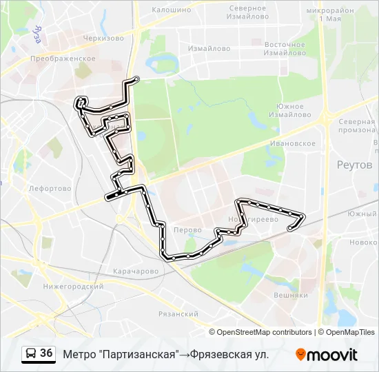 36 Bus Line Map