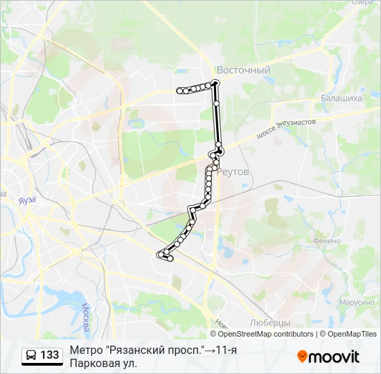 133 Bus Line Map