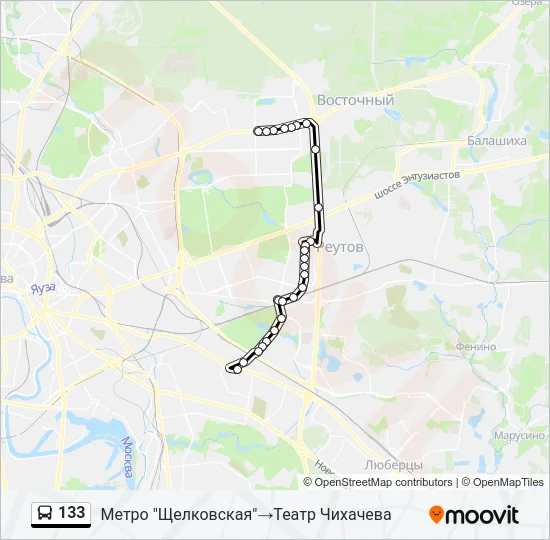 Автобус 133: карта маршрута