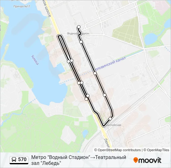 Автобус 570: карта маршрута