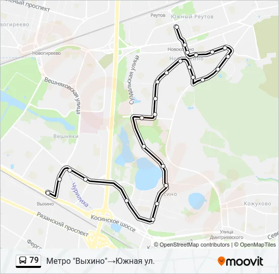Автобус 79: карта маршрута