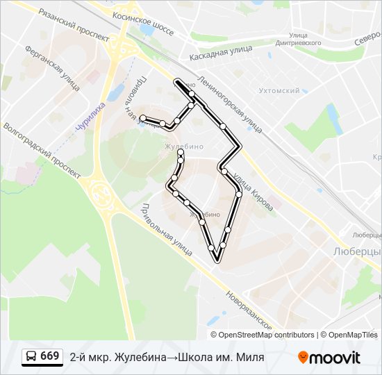 Автобус 669: карта маршрута