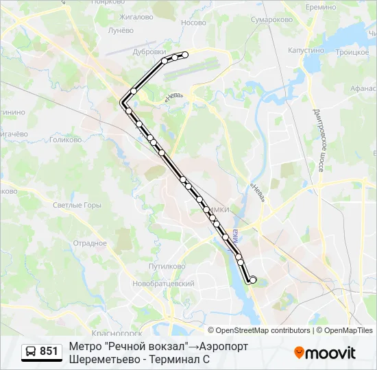 851 Bus Line Map