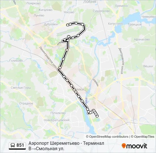 851 Bus Line Map