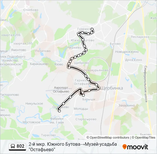 Автобус 802: карта маршрута