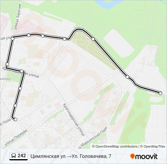 Автобус 242: карта маршрута