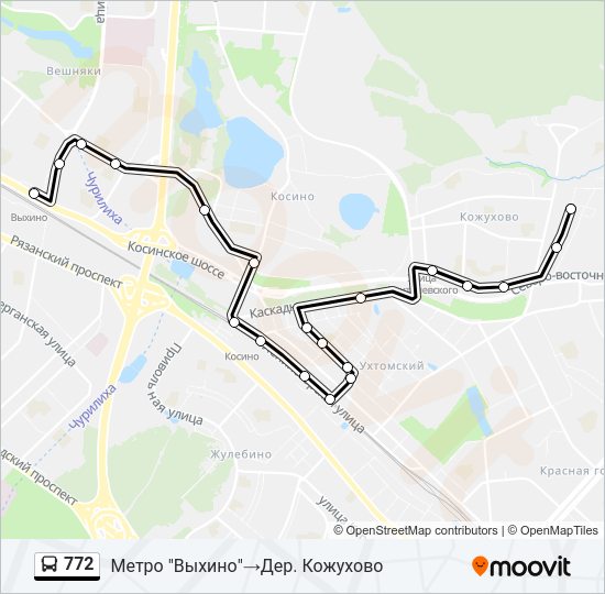 Автобус 772: карта маршрута