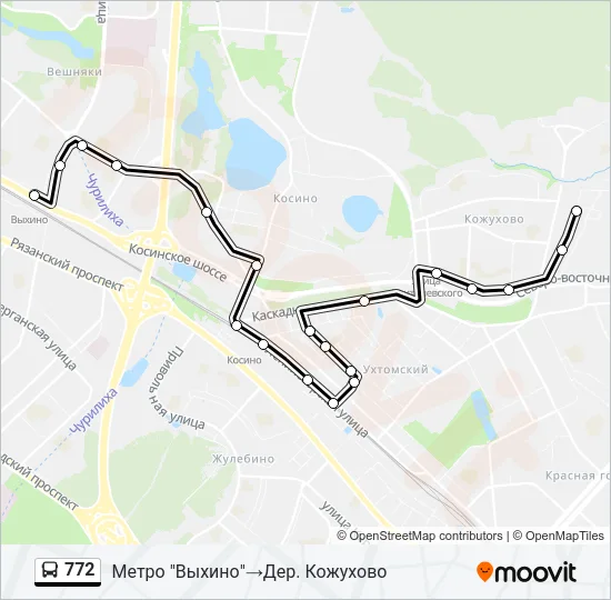 Автобус 772: карта маршрута