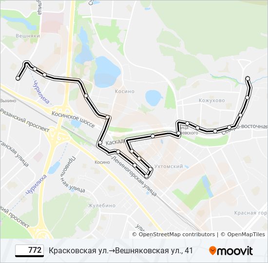 Автобус 772: карта маршрута