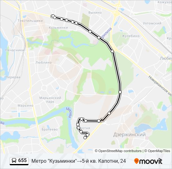 Автобус 655: карта маршрута