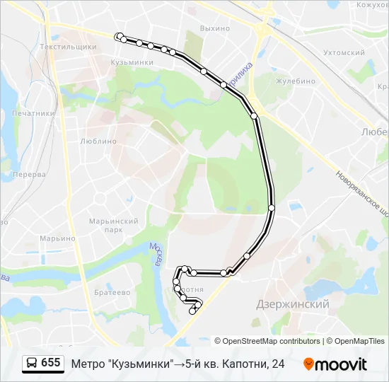 Автобус 655: карта маршрута