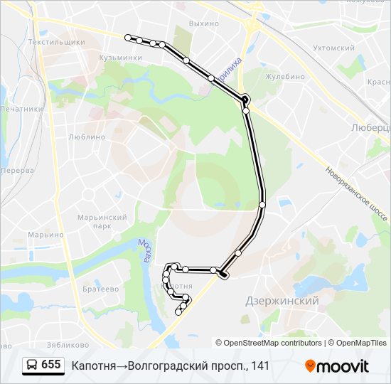 Автобус 655: карта маршрута