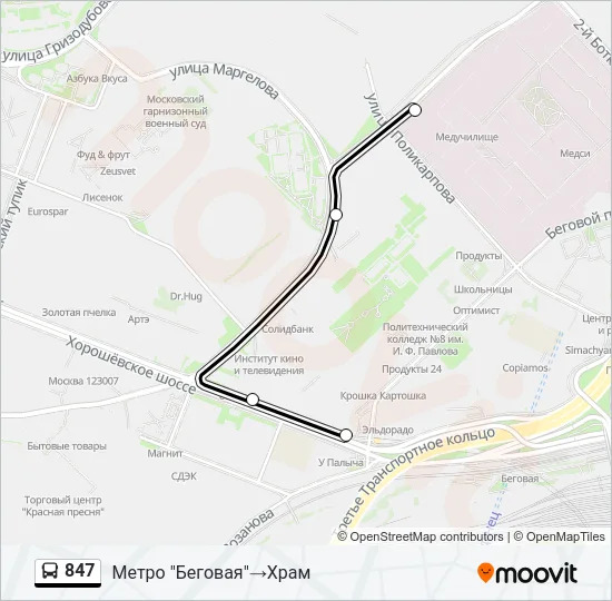847 Bus Line Map