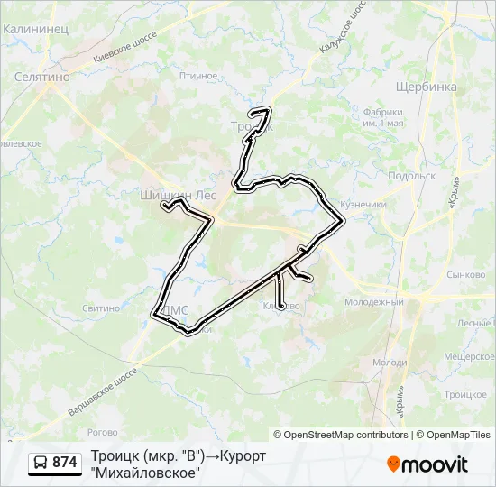 874 Bus Line Map