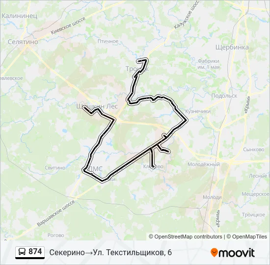 874 Bus Line Map