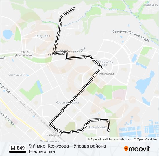 Автобус 849: карта маршрута