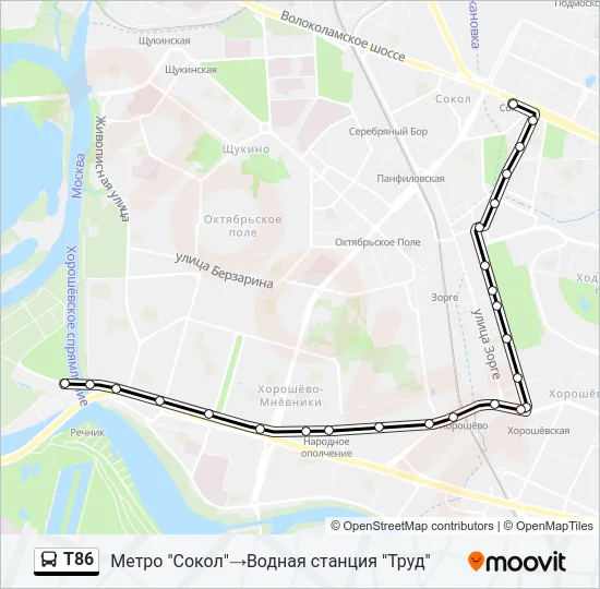Т86 Bus Line Map
