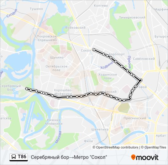 Т86 Bus Line Map