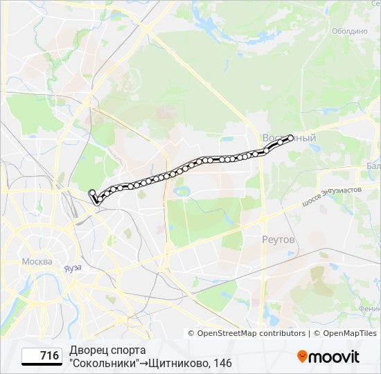 Автобус 716: карта маршрута