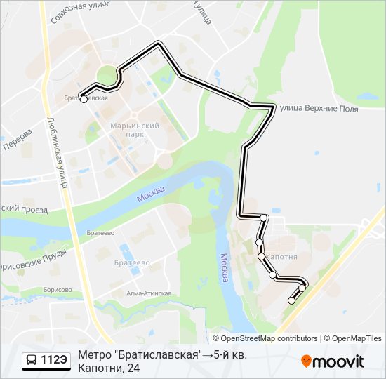 Автобус 112Э: карта маршрута