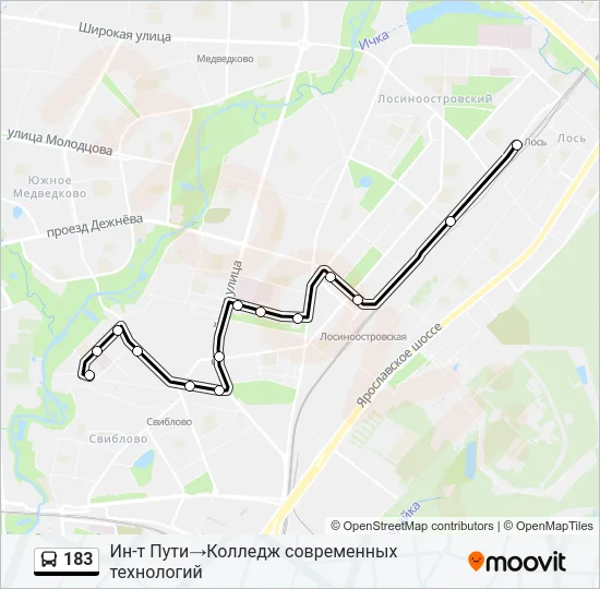 Автобус 183: карта маршрута